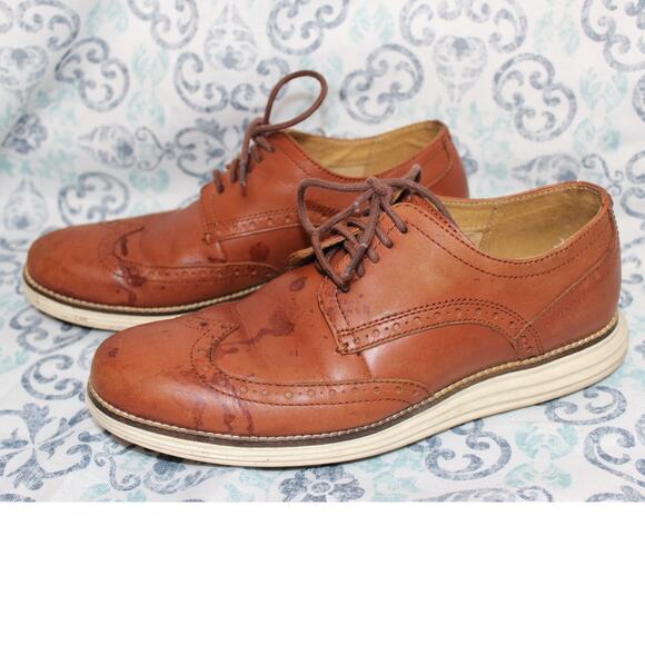 Cole Haan Men's‎ OriginalGrand Wingtip Oxford Brown Style C26471 size 8M - Picture 2 of 9